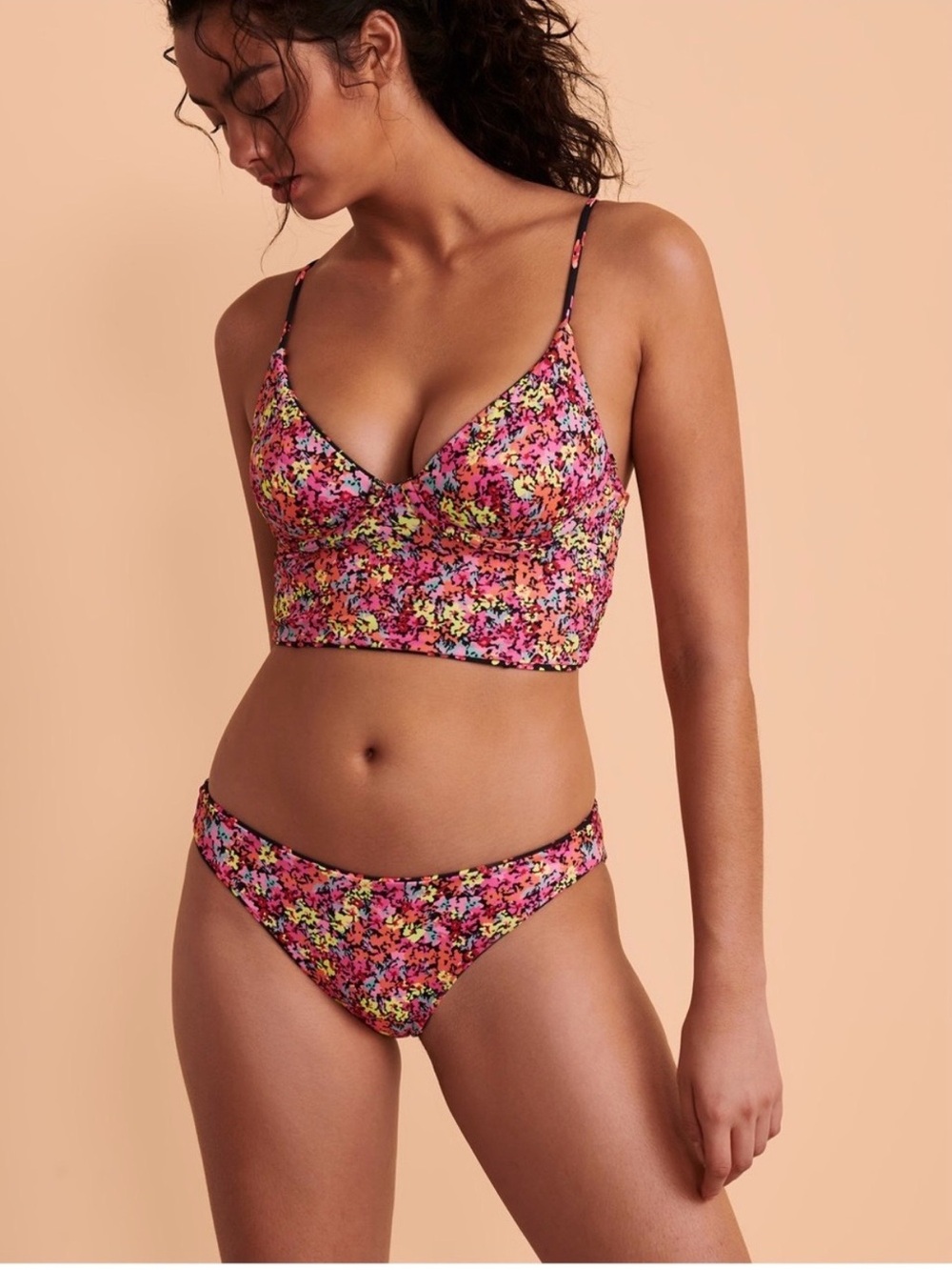Maaji “Pansy” Reversible Tie Back Bikini Set Neon Pink•Yellow•Coral•Black- M